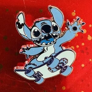 Disney 2025 WDW Hidden Mickey Stitch Skateboard Blue Color Story Pin